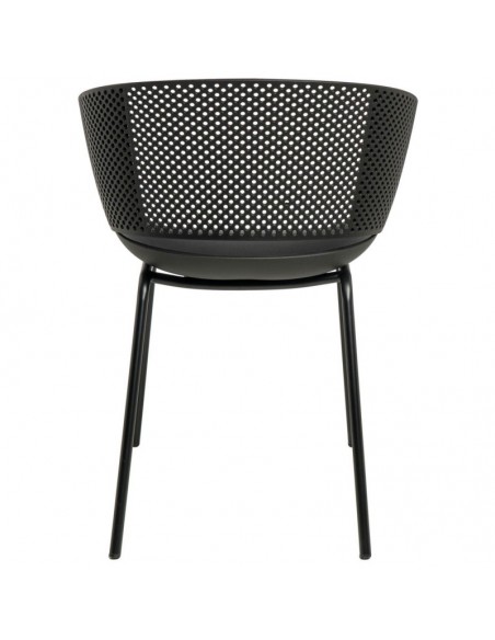 SILLA CON BRAZOS NOELLE NEGRO, POLIPROPILENO, PATAS METAL