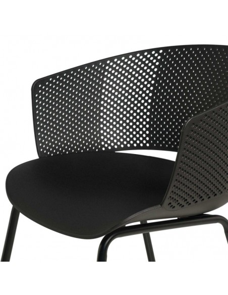 SILLA CON BRAZOS NOELLE NEGRO, POLIPROPILENO, PATAS METAL