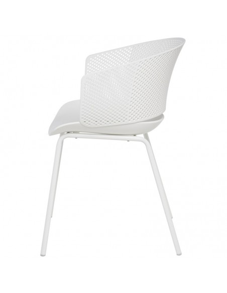 SILLA CON BRAZOS NOELLE BLANCO, POLIPROPILENO, PATAS METAL