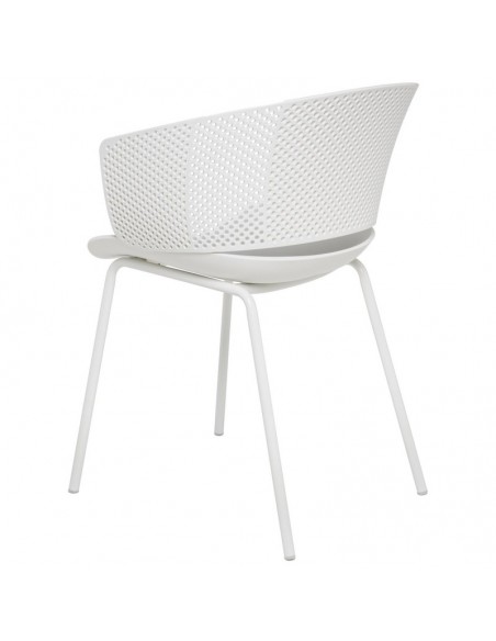 SILLA CON BRAZOS NOELLE BLANCO, POLIPROPILENO, PATAS METAL
