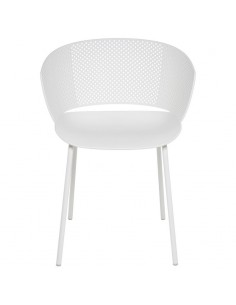 SILLA CON BRAZOS NOELLE BLANCO, POLIPROPILENO, PATAS METAL