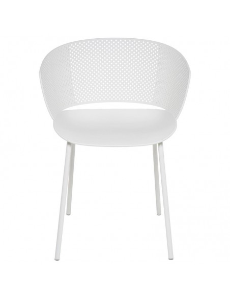SILLA CON BRAZOS NOELLE BLANCO, POLIPROPILENO, PATAS METAL