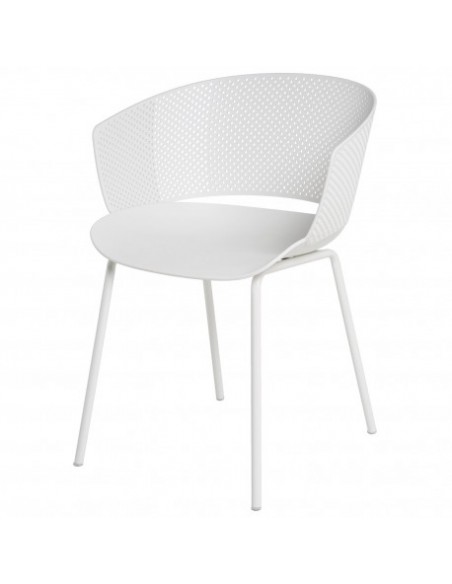 SILLA CON BRAZOS NOELLE BLANCO, POLIPROPILENO, PATAS METAL