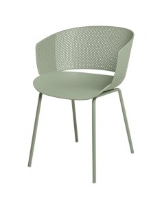 SILLA CON BRAZOS NOELLE MENTA, POLIPROPILENO, PATAS METAL