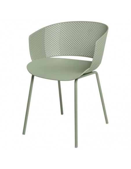 SILLA CON BRAZOS NOELLE MENTA, POLIPROPILENO, PATAS METAL