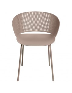 SILLA CON BRAZOS NOELLE BEIGE, POLIPROPILENO, PATAS METAL