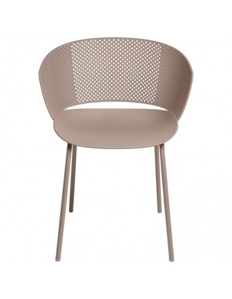 SILLA CON BRAZOS NOELLE BEIGE, POLIPROPILENO, PATAS METAL