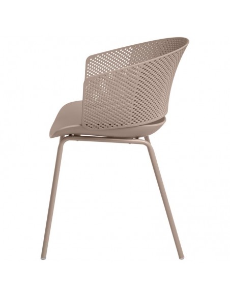 SILLA CON BRAZOS NOELLE BEIGE, POLIPROPILENO, PATAS METAL