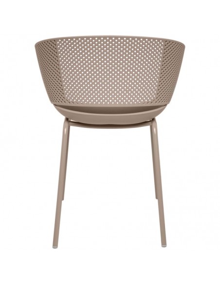 SILLA CON BRAZOS NOELLE BEIGE, POLIPROPILENO, PATAS METAL