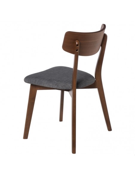 SILLA DE COMEDOR KEIRA, NOGAL y tejido GRIS OSCURO.