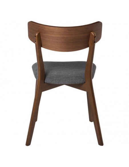 SILLA DE COMEDOR KEIRA, NOGAL y tejido GRIS OSCURO.