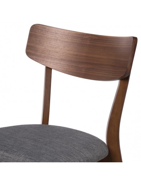 SILLA DE COMEDOR KEIRA, NOGAL y tejido GRIS OSCURO.
