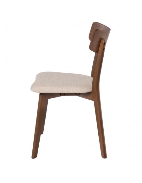 CADEIRA DE JANTAR KEIRA, NOGUEIRA e tecido BEGE.