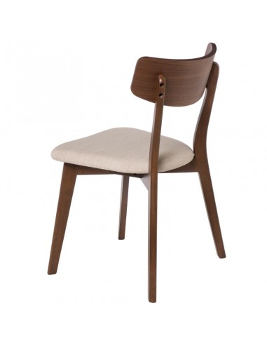 CADEIRA DE JANTAR KEIRA, NOGUEIRA e tecido BEGE.