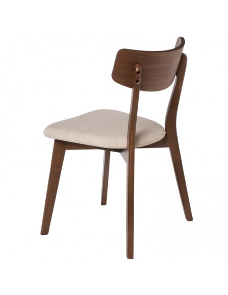 CADEIRA DE JANTAR KEIRA, NOGUEIRA e tecido BEGE.