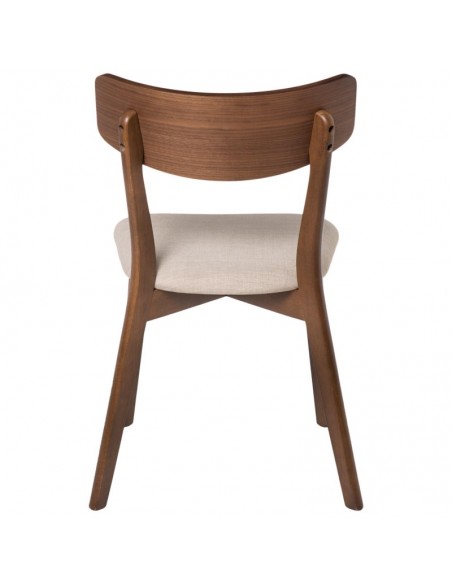 CADEIRA DE JANTAR KEIRA, NOGUEIRA e tecido BEGE.