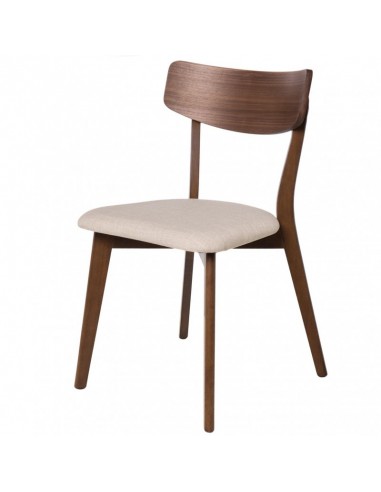SILLA DE COMEDOR KEIRA, NOGAL y tejido BEIG