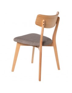 SILLA DE COMEDOR KEIRA, ROBLE y tejido GRIS CLARO. 2