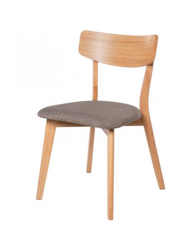 SILLA DE COMEDOR KEIRA, ROBLE y tejido GRIS CLARO.