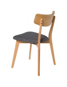 SILLA DE COMEDOR KEIRA, ROBLE y tejido GRIS OSCURO. 2