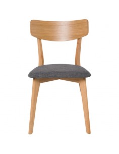SILLA DE COMEDOR KEIRA, ROBLE y tejido GRIS OSCURO.