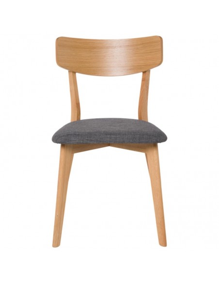 SILLA DE COMEDOR KEIRA, ROBLE y tejido GRIS OSCURO.
