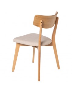 SILLA DE COMEDOR KEIRA, ROBLE y tejido BEIGE. 2