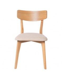 SILLA DE COMEDOR KEIRA, ROBLE y tejido BEIGE.