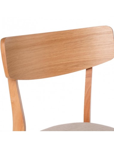 SILLA DE COMEDOR KEIRA, ROBLE y tejido BEIGE.