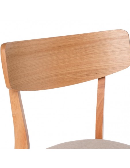 SILLA DE COMEDOR KEIRA, ROBLE y tejido BEIGE.
