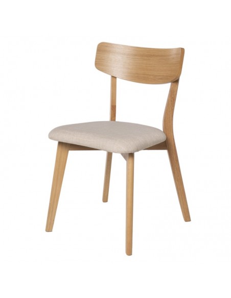 SILLA DE COMEDOR KEIRA, ROBLE y tejido BEIGE.