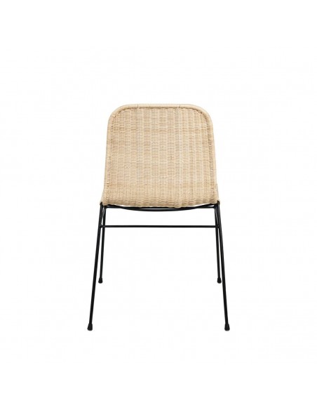 Silla Colette minimalista en ratán natural estructura de metal negro