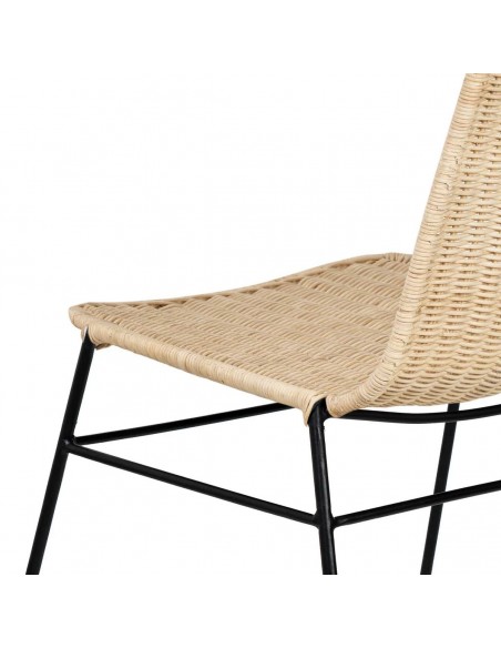 Silla Colette minimalista en ratán natural estructura de metal negro