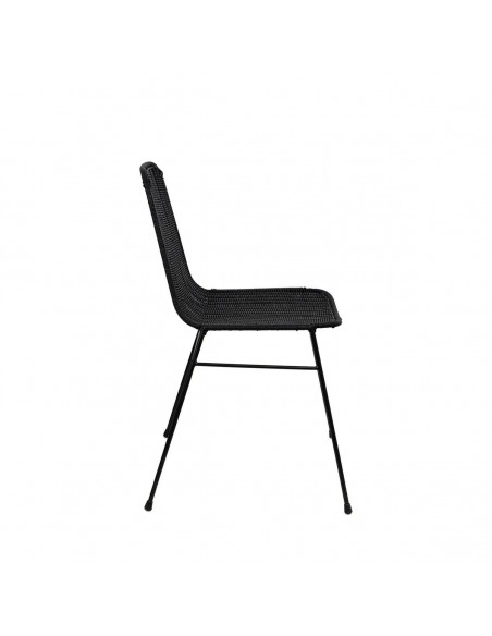 Silla Colette minimalista en ratán natural estructura de metal negro