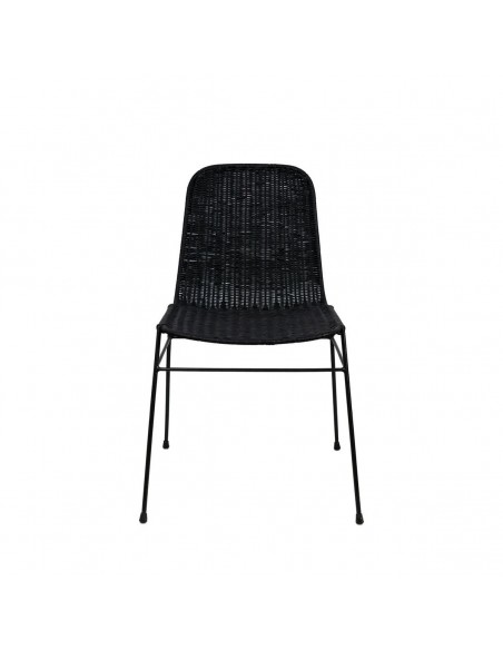 Silla Colette minimalista en ratán natural estructura de metal negro