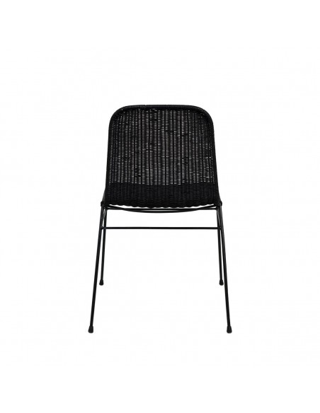 Silla Colette minimalista en ratán natural estructura de metal negro
