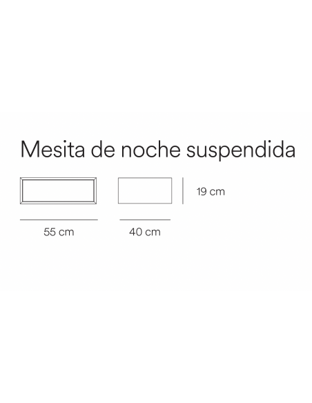 Teulat Platt mesita de noche suspendida minimalista 55 x 19, MDF lacado Arcilla