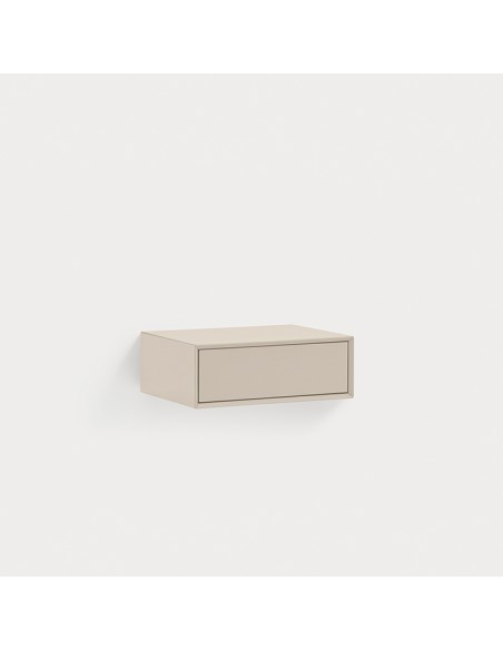 Mesa de cabeceira suspensa minimalista Teulat Platt 55 x 19, MDF lacado a Arena