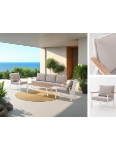 Set 4 exterior CORINTO, sofas y mesa de centro aluminio...