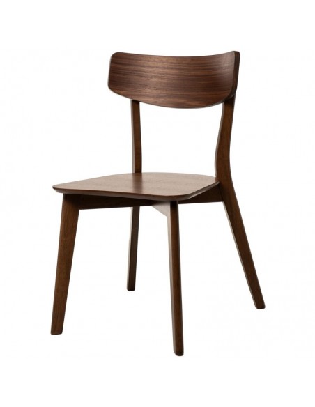 Silla contemporánea ALAIA de madera de hevea color nogal.