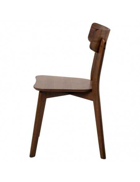 Silla contemporánea ALAIA de madera de hevea color nogal.