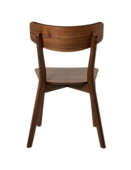 Silla contemporánea ALAIA de madera de hevea color nogal.