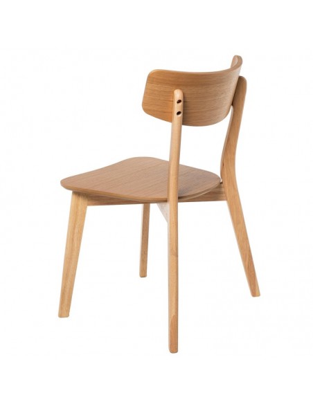 Silla contemporánea ALAIA de madera de hevea color roble.