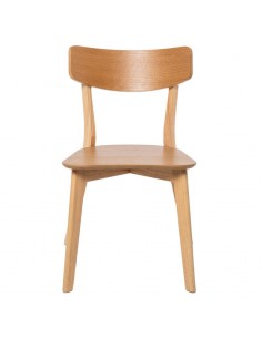 Silla contemporánea ALAIA de madera de hevea color roble.