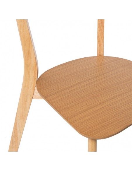 Silla contemporánea ALAIA de madera de hevea color roble.