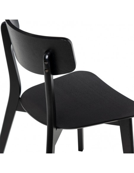Silla contemporánea ALAIA de madera de hevea color negro.