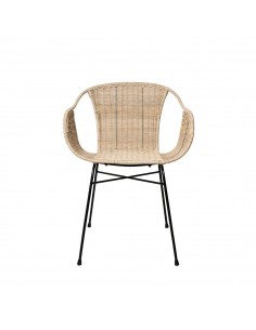 Silla con brazos en ratán ALLEGRA, natural y base metal...