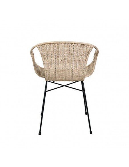 Cadeira em vime ALLEGRA com braços, base em metal natural e preto