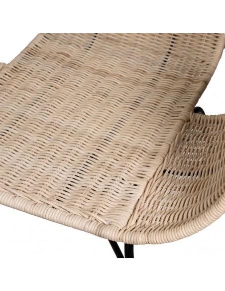 Silla con brazos en ratán ALLEGRA, natural y base metal negro