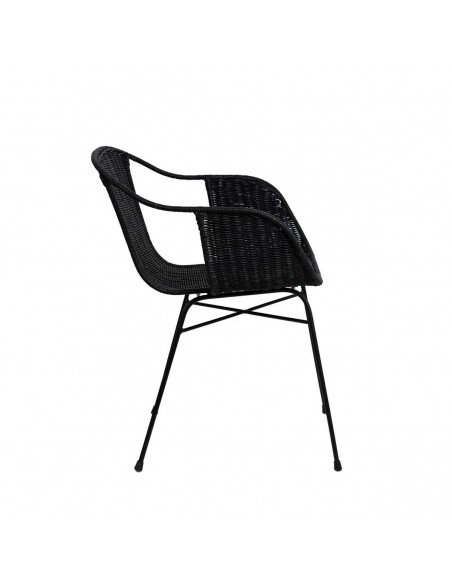 Cadeira em vime ALLEGRA com braços, base em metal natural e preto